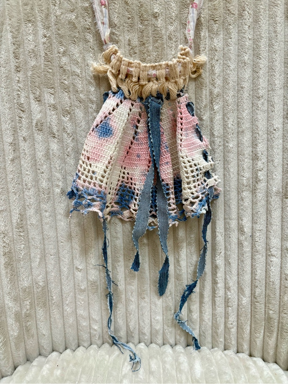 Shabby Chic Crocheted Jabot Collar Necklace